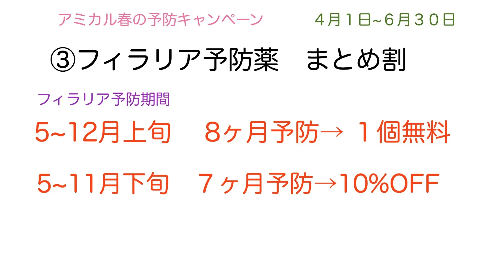 春のキャンペーン③フィラリア予防薬まとめ割　【犬】町田市/動物病院